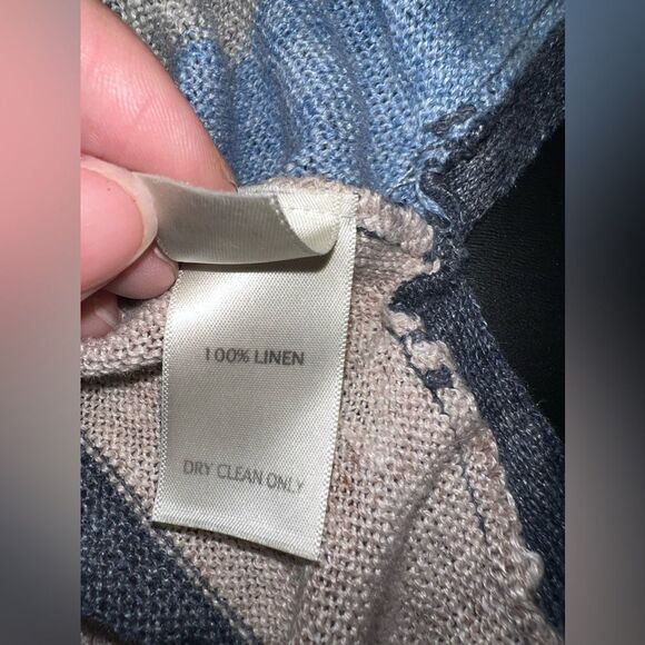 ECRU Striped 100% Linen V-Neck SleevelessTop Size Large EUC - Picture 5 of 8